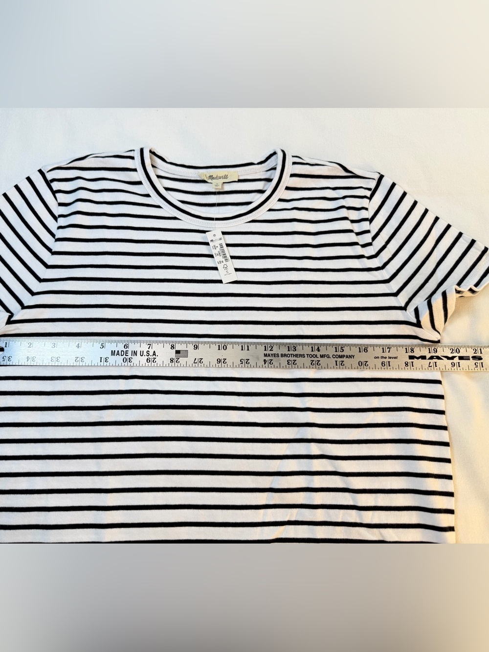 Madewell Black & White Striped Crewneck Tee - Picture 4 of 6